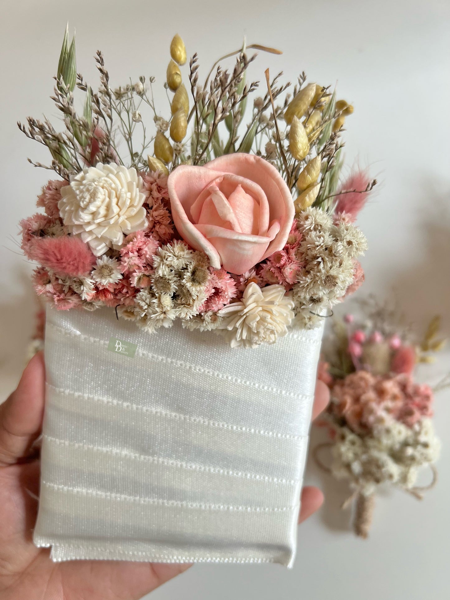 Peachy Pink Pocket Boutonniere