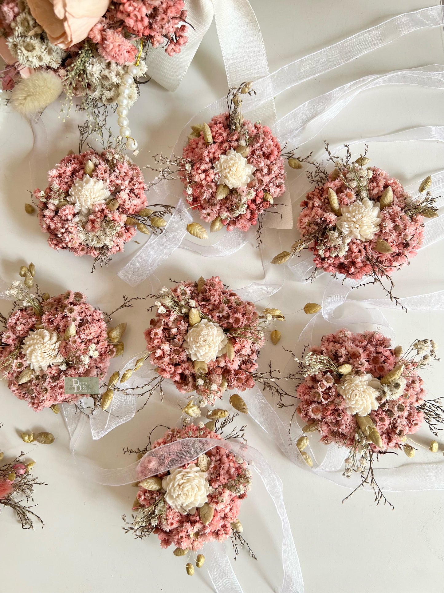 Peachy Pink Corsage|Dried flower Corsage