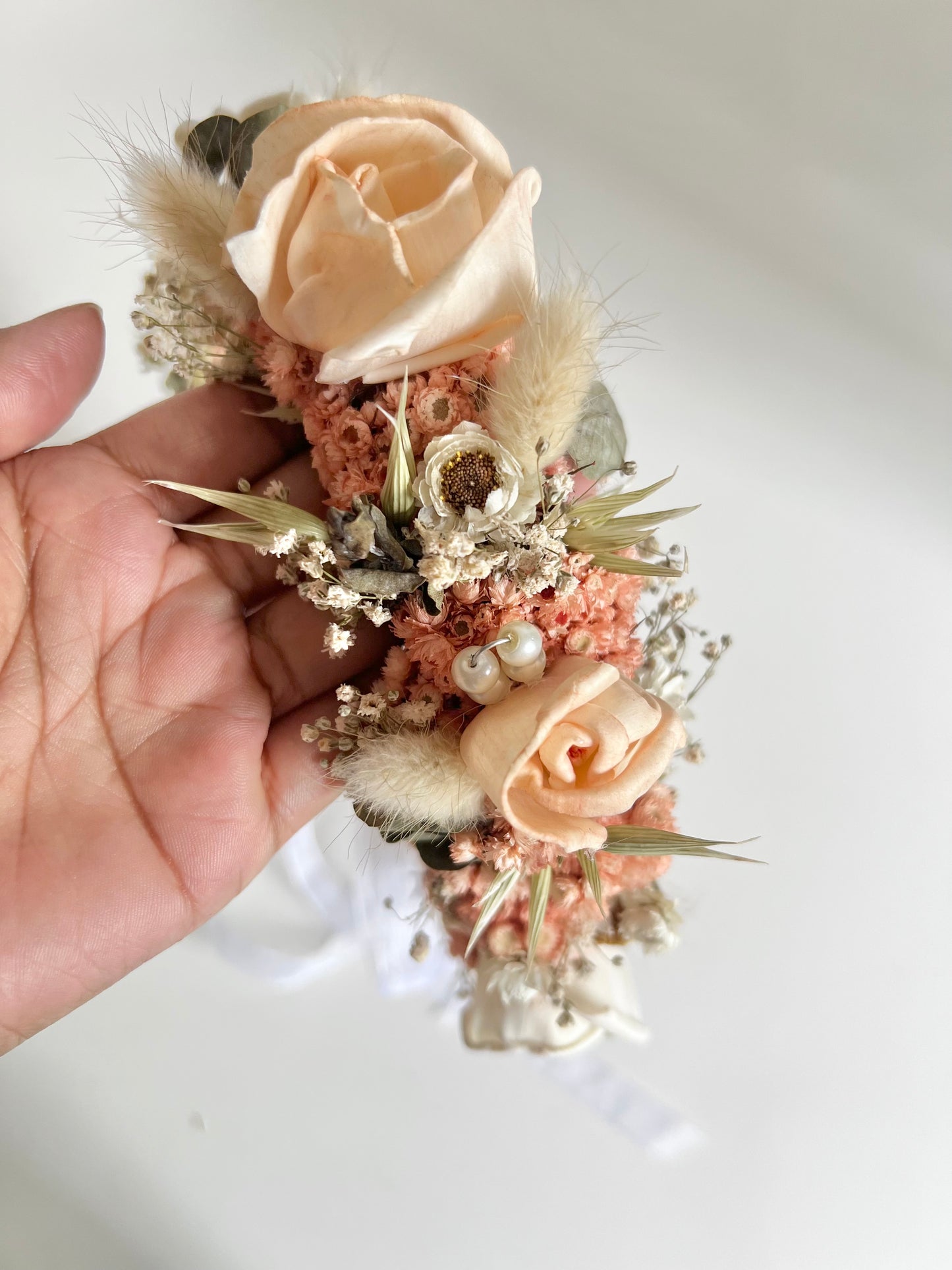 Peach Floral Tiara|Dried flower tiara|Real floral Tiara