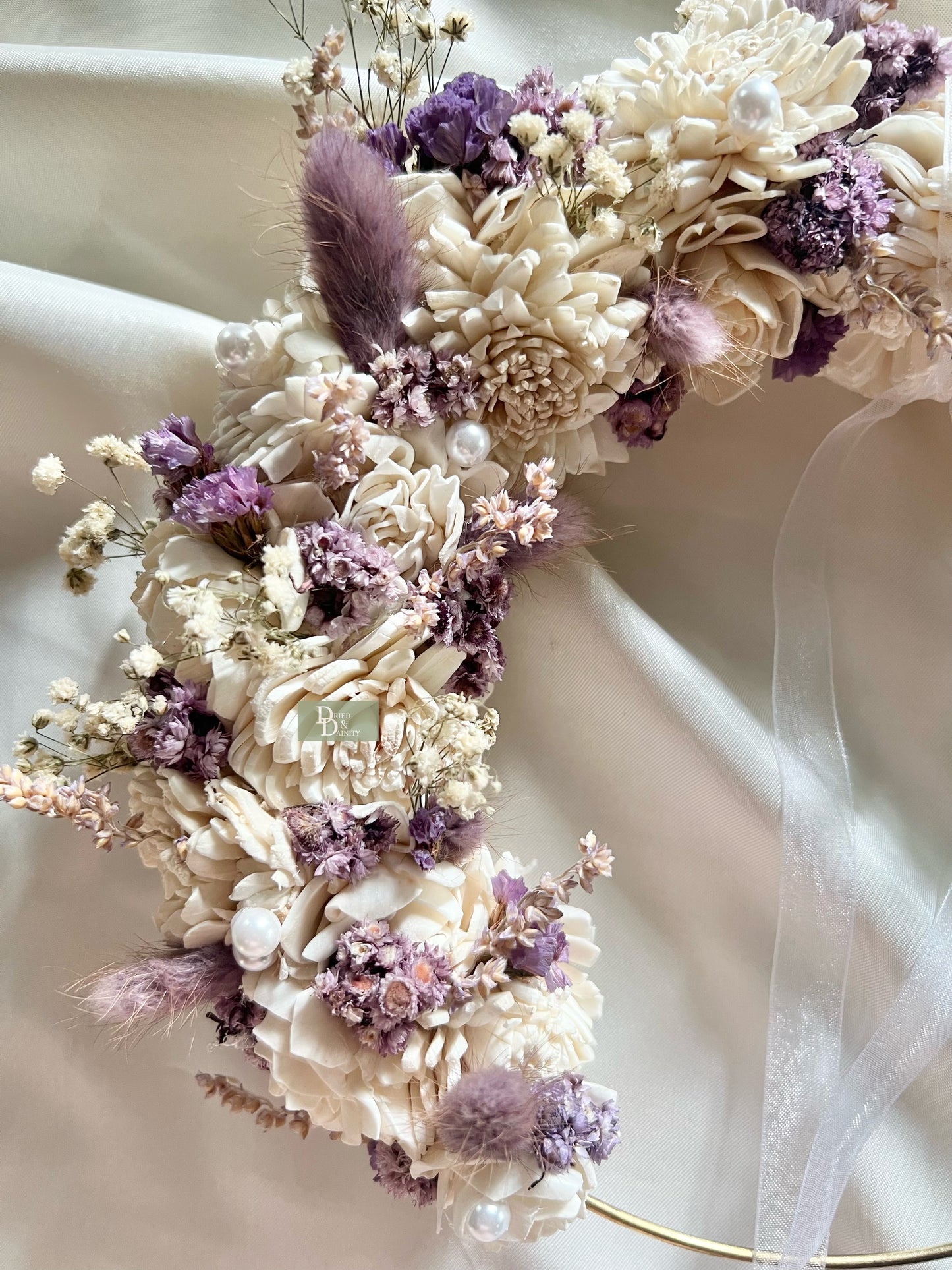 LAVENDER SOLA WREATH/DRIED FLORAL HOOP