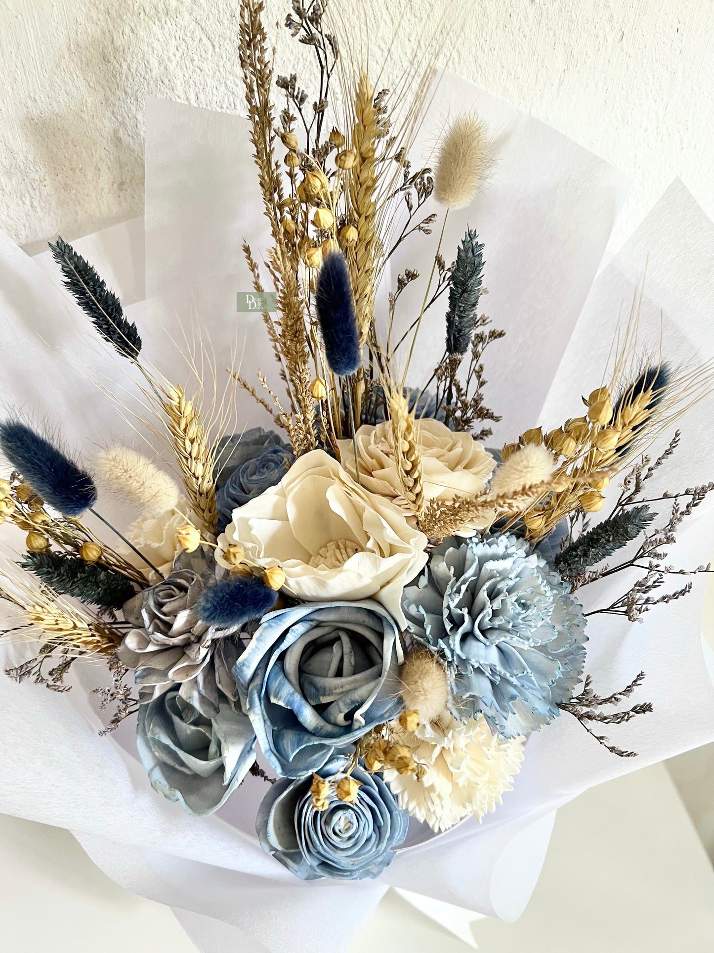 Bluebell Mist Bouquet/Real Dried Sola bouquet.