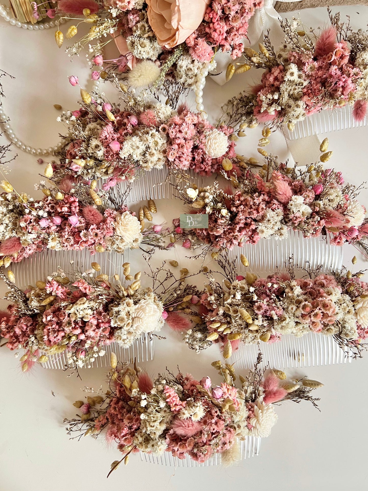 Peachy Pink Floral Haircomb