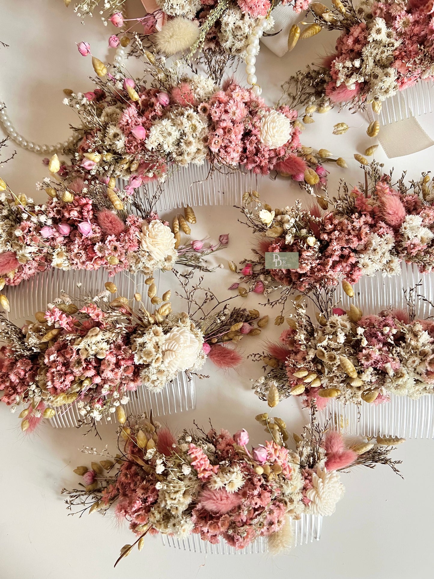 Peachy Pink Floral Haircomb