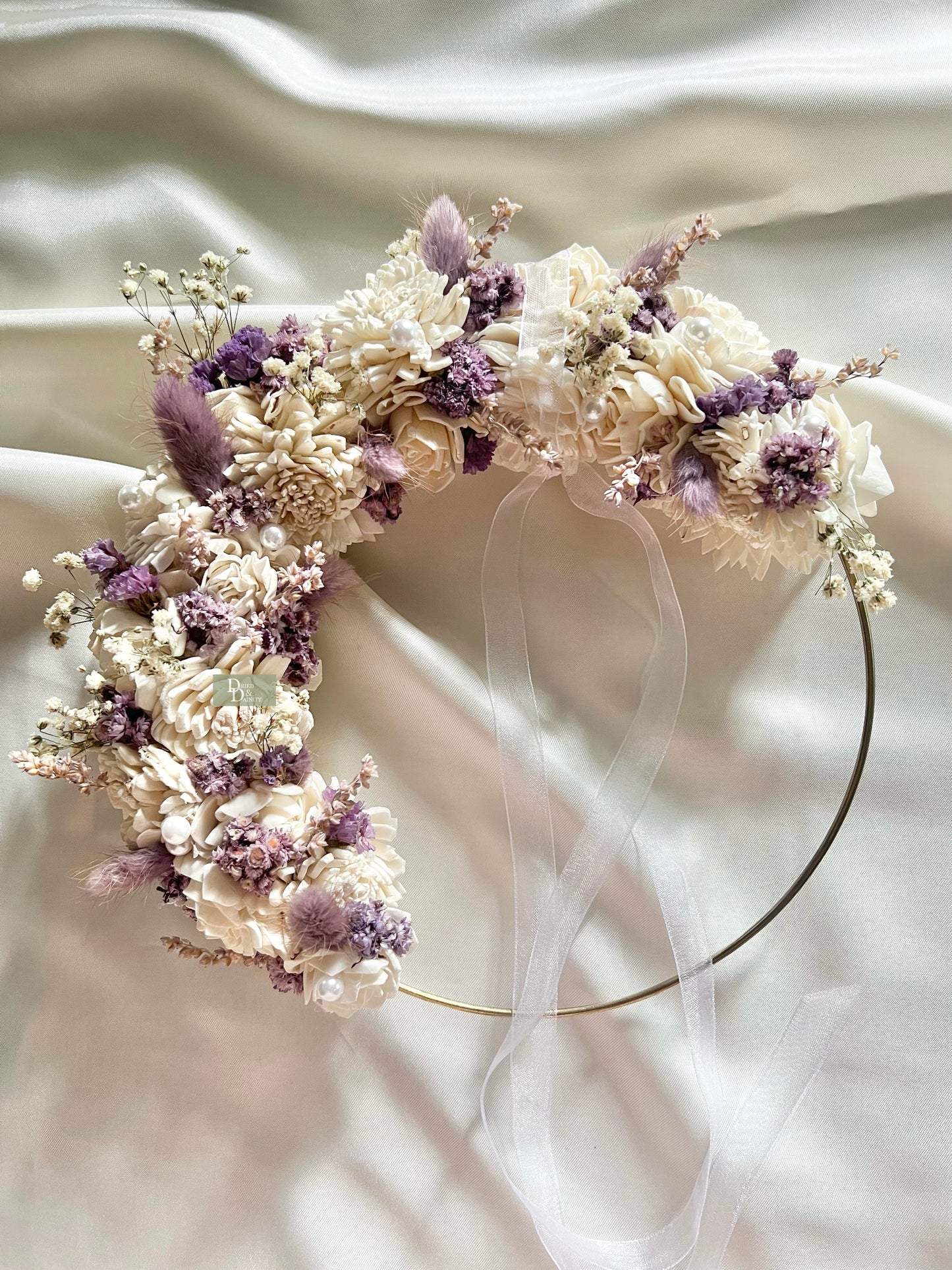 LAVENDER SOLA WREATH/DRIED FLORAL HOOP