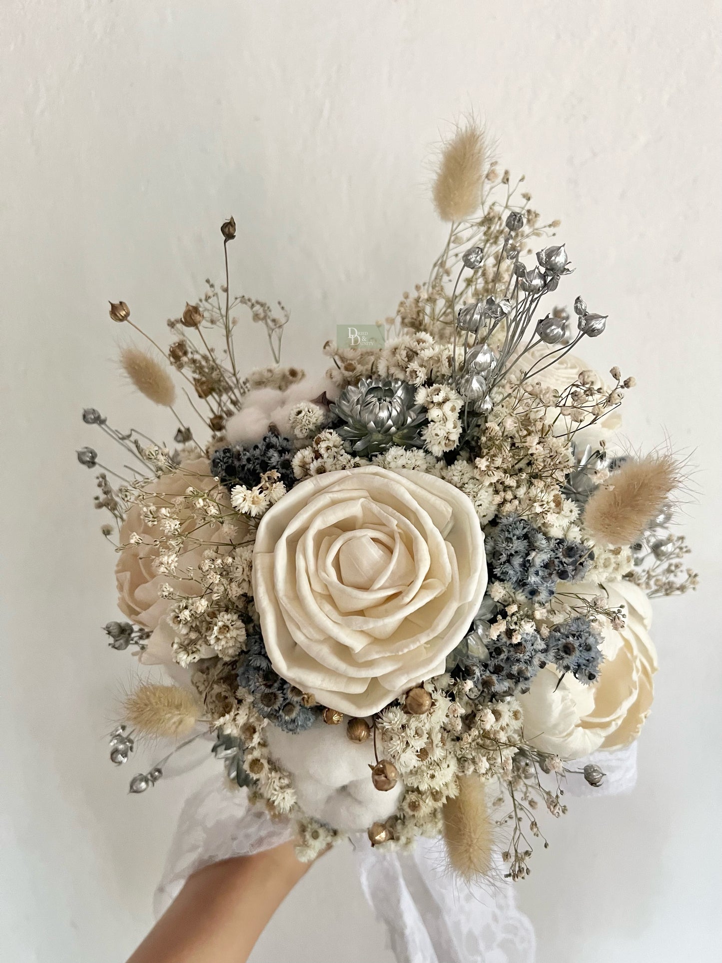 SILVER WHITE BRIDAL BOUQUET