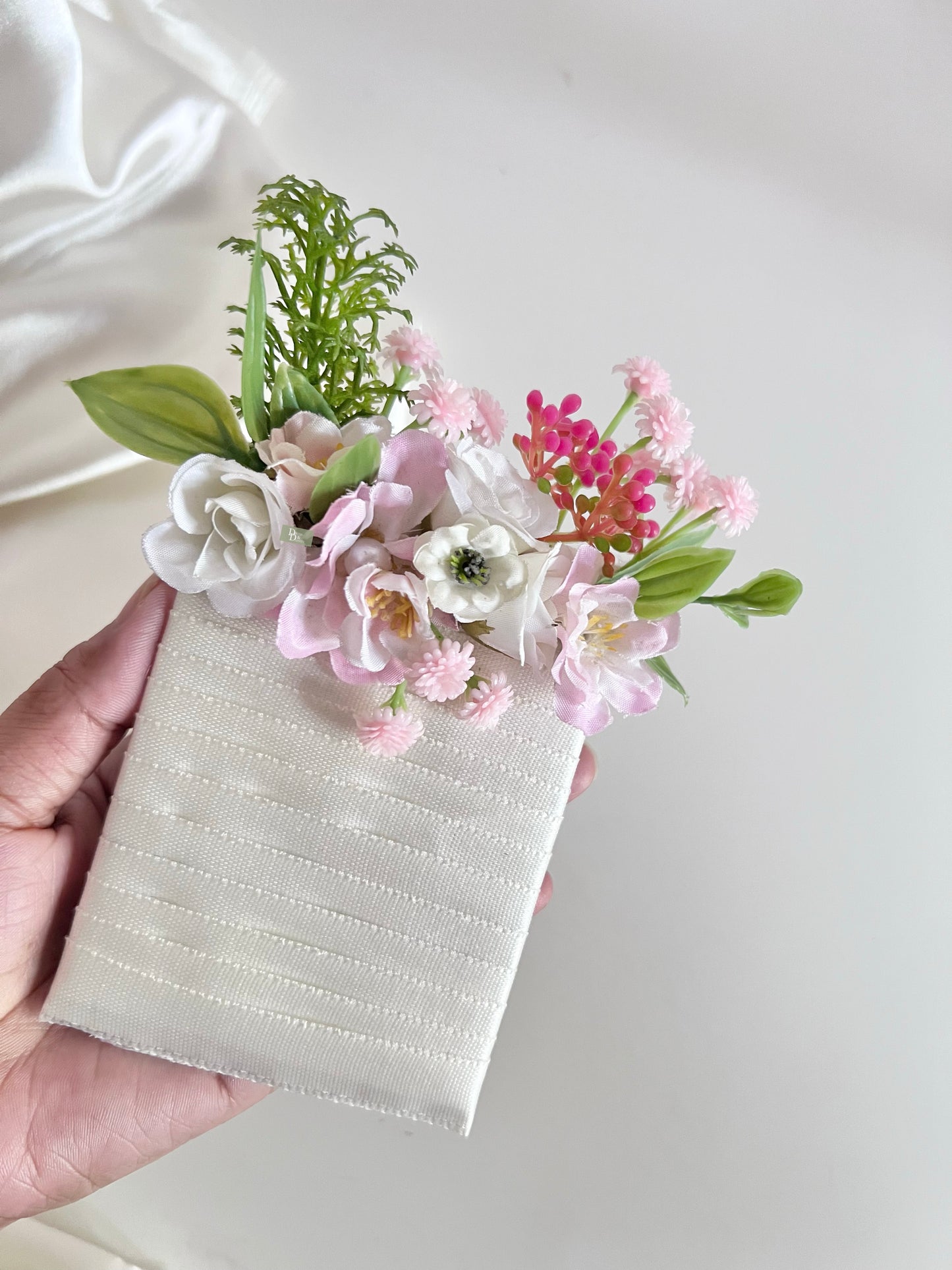 Pastel Pink pocket boutonniere