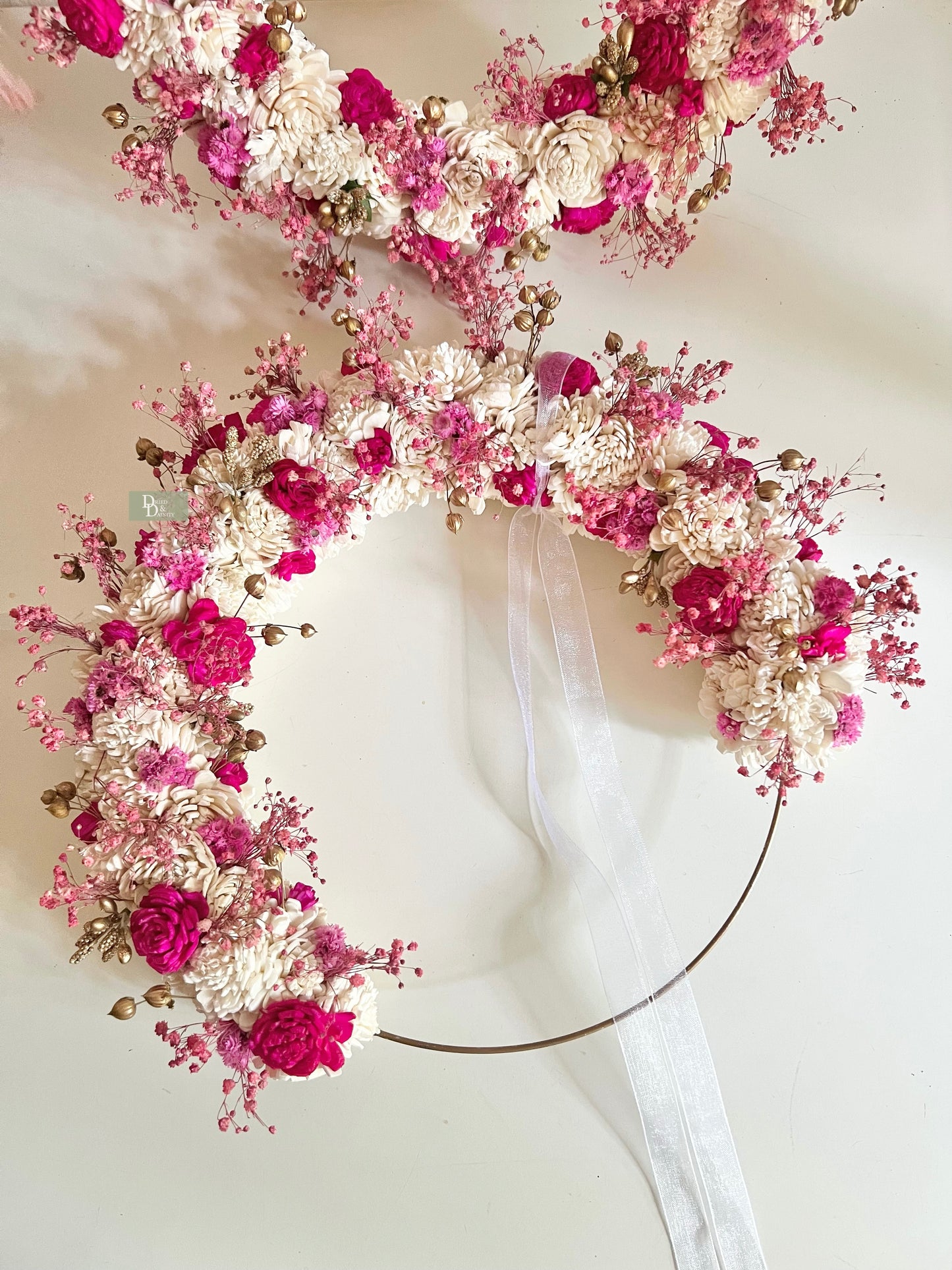 Fuchsia Pink Sola Wreath/Dried Wreaths