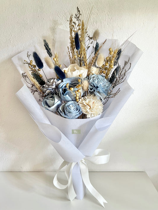 Bluebell Mist Bouquet/Real Dried Sola bouquet.