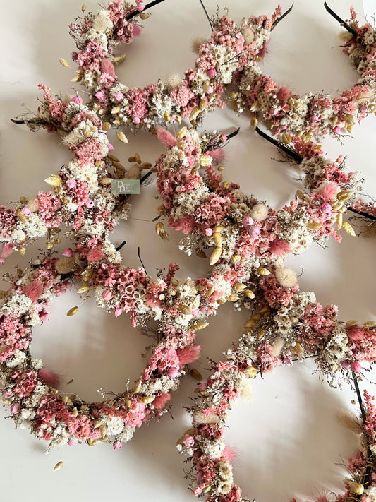 Peachy Pink Floral Hairband|Dried floral hairband