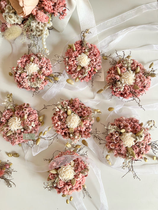 Peachy Pink Corsage|Dried flower Corsage