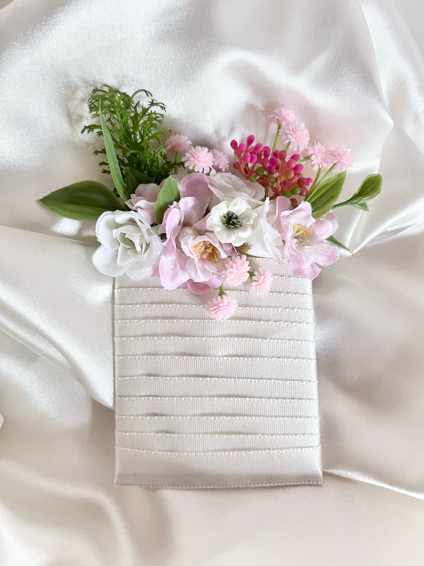 Pastel Pink pocket boutonniere