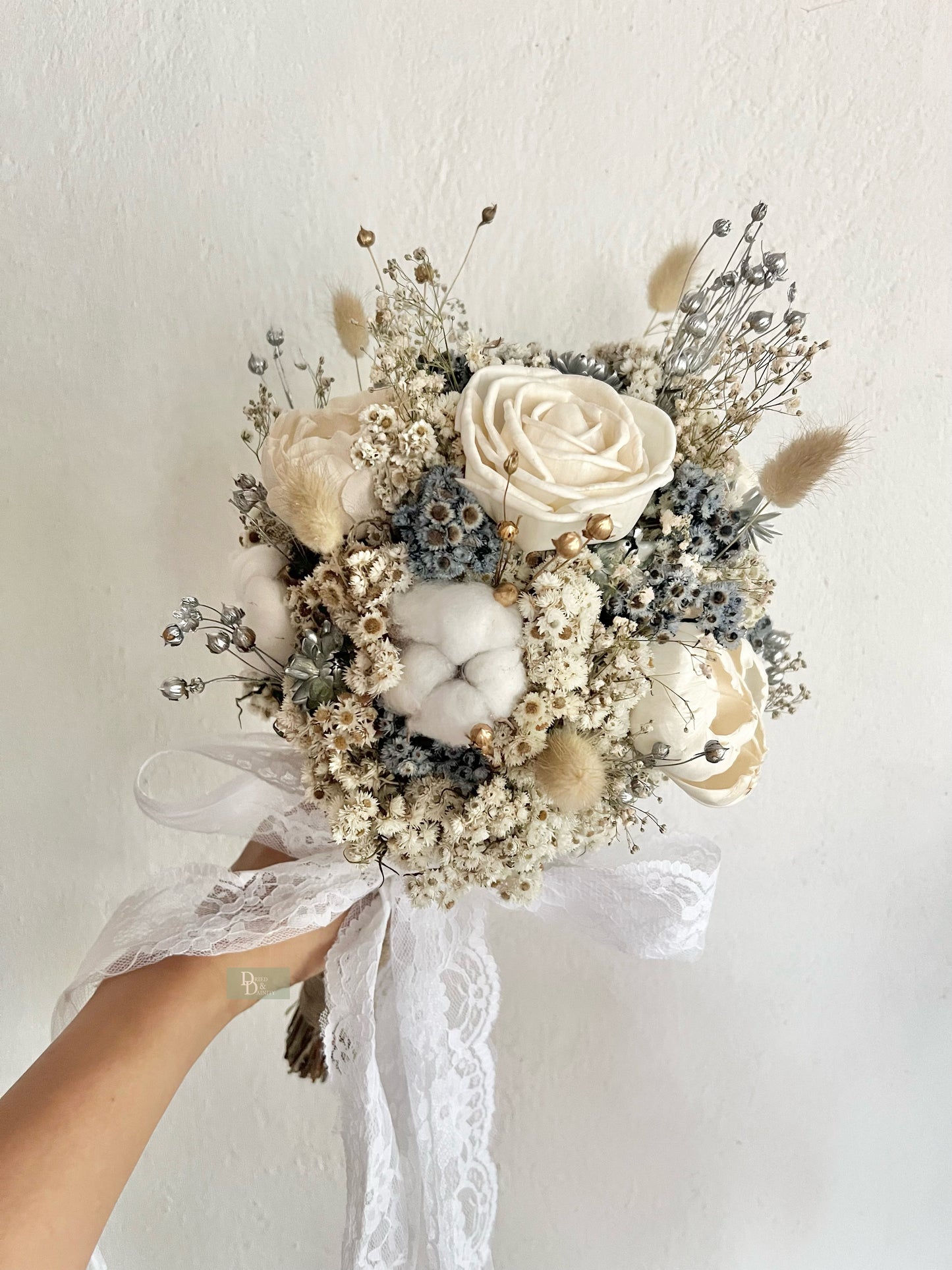 SILVER WHITE BRIDAL BOUQUET