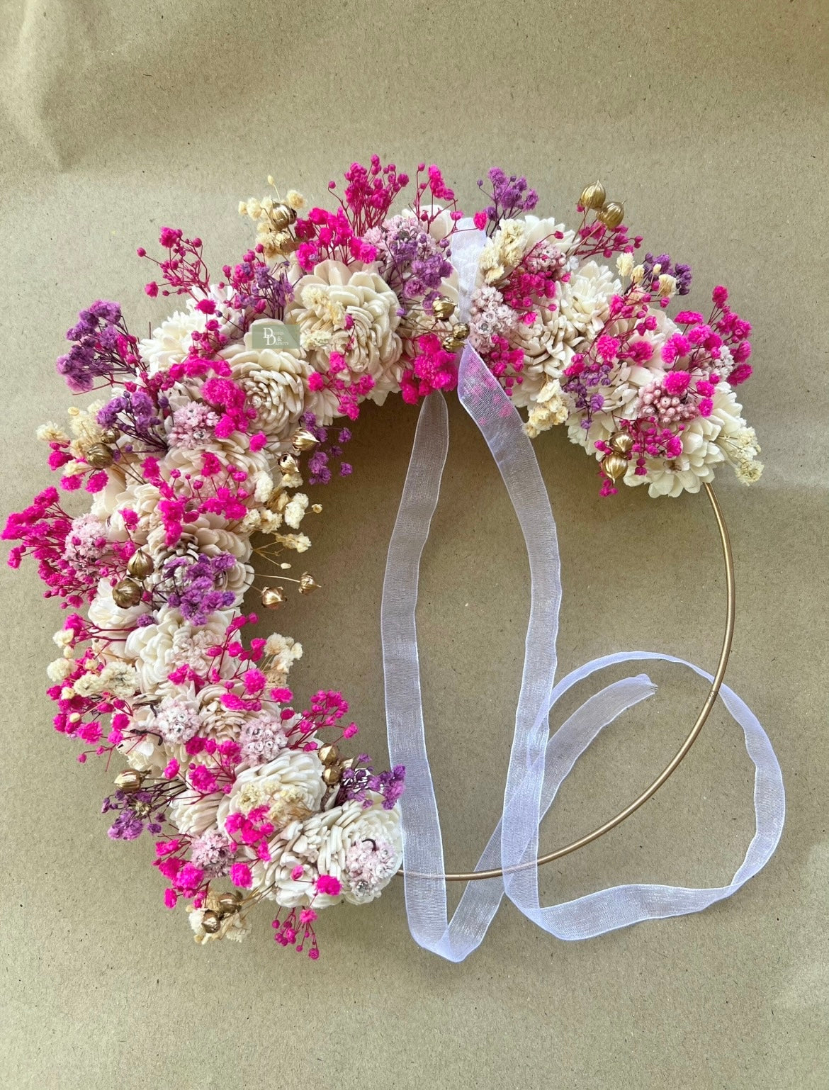 Fuchsia pink|Purple|Gold Sola wreath