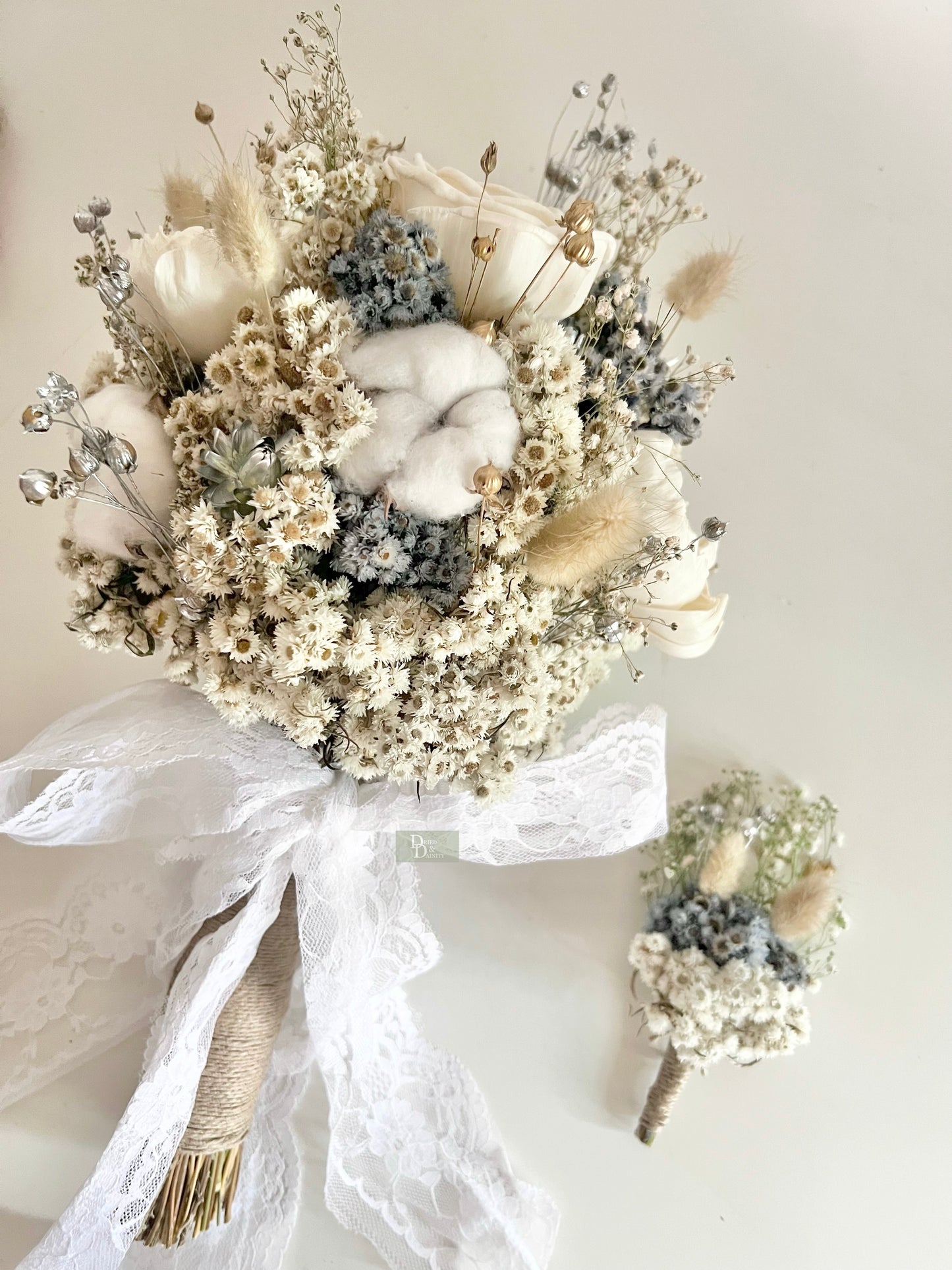 SILVER WHITE BRIDAL BOUQUET