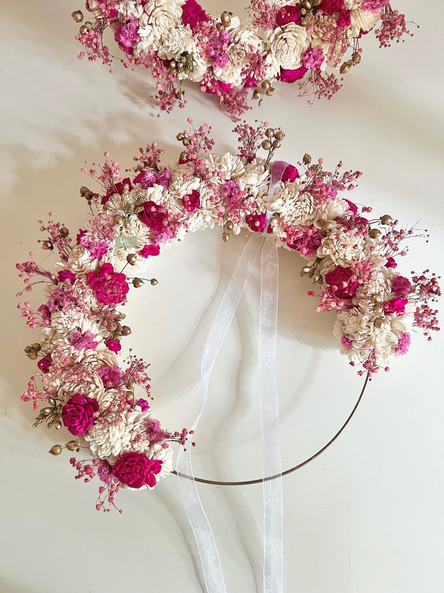 Fuchsia Pink Sola Wreath/Dried Wreaths