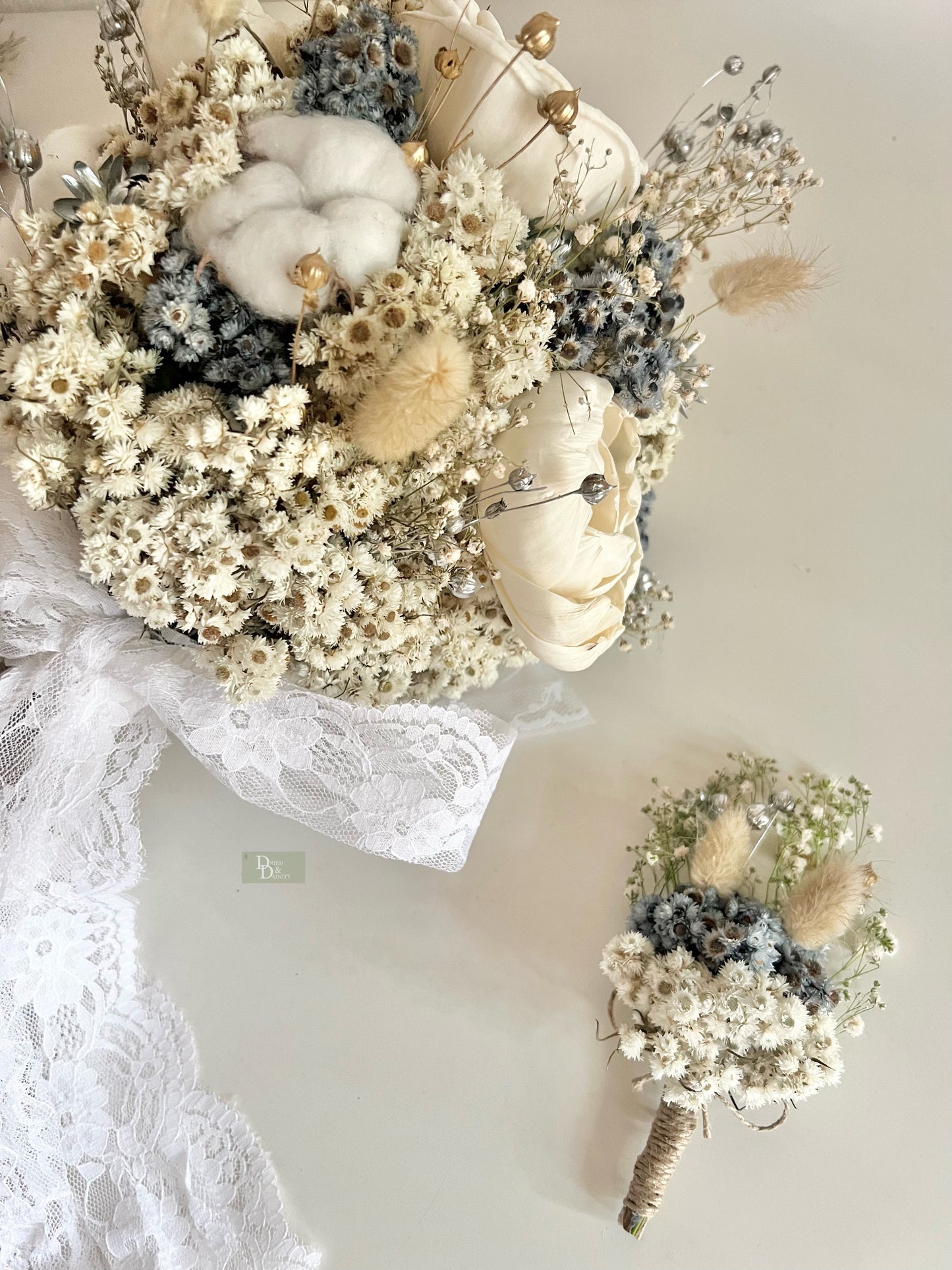 SILVER WHITE BRIDAL BOUQUET