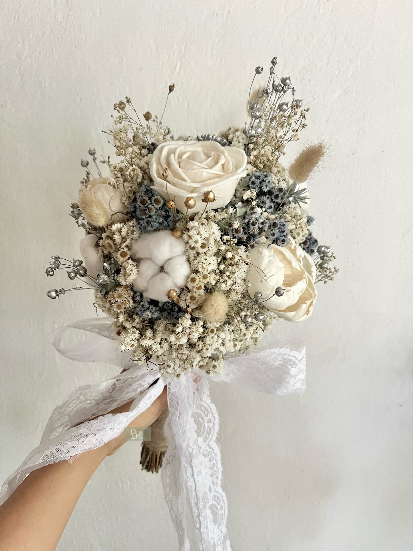 SILVER WHITE BRIDAL BOUQUET