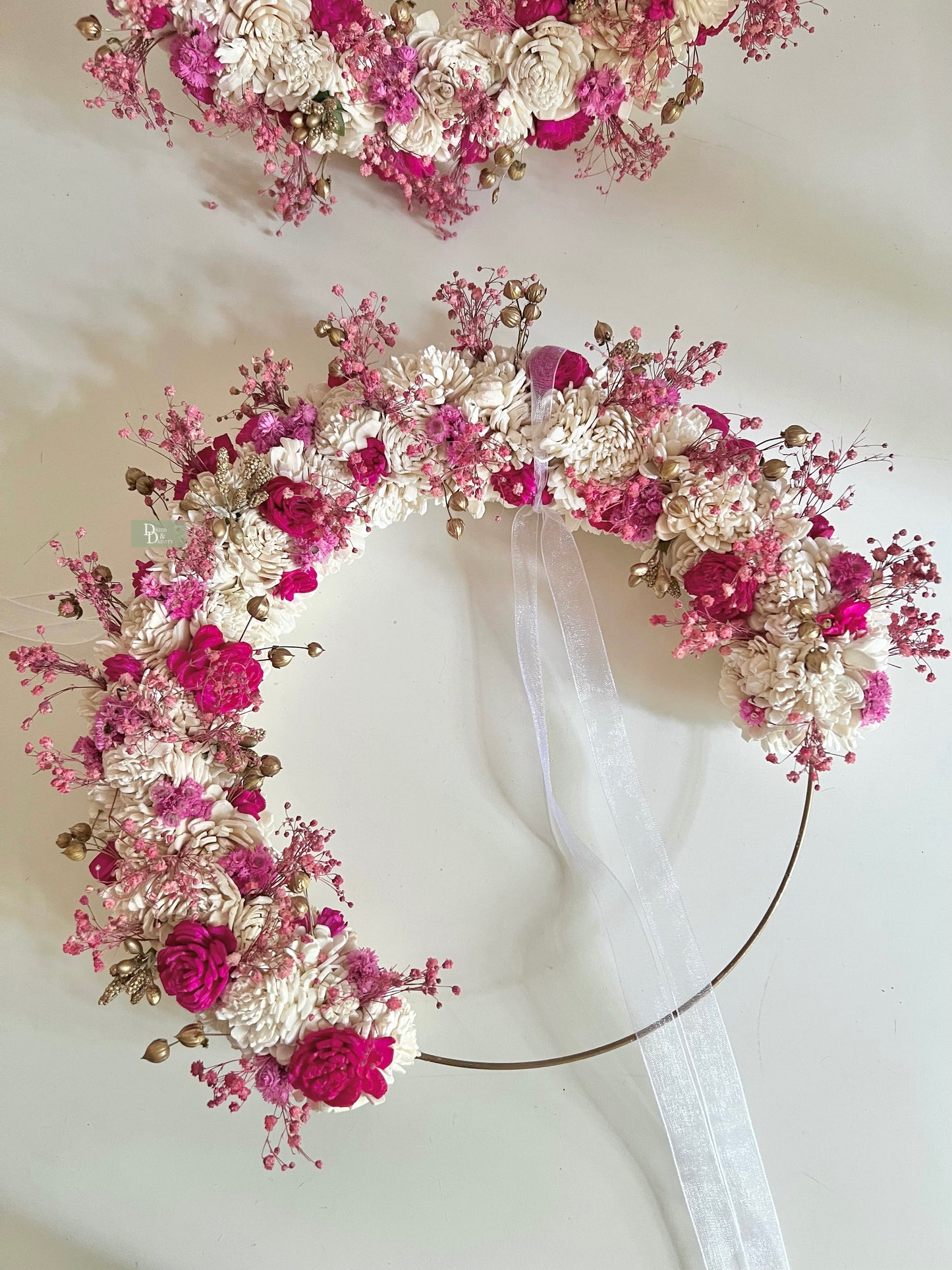 Fuchsia Pink Sola Wreath/Dried Wreaths
