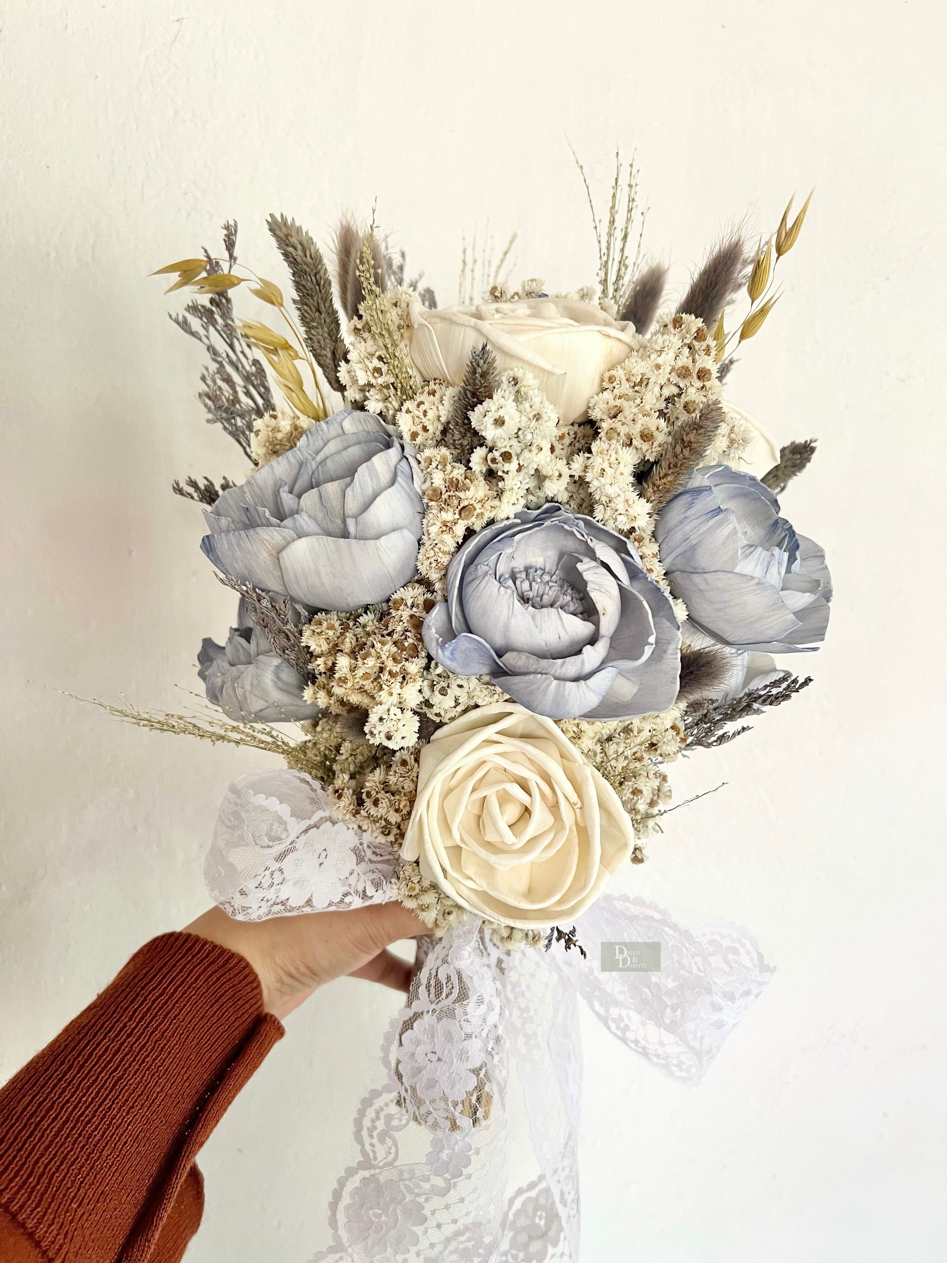 POWDER BLUE BRIDAL BOUQUET – DRIED&DAINTY