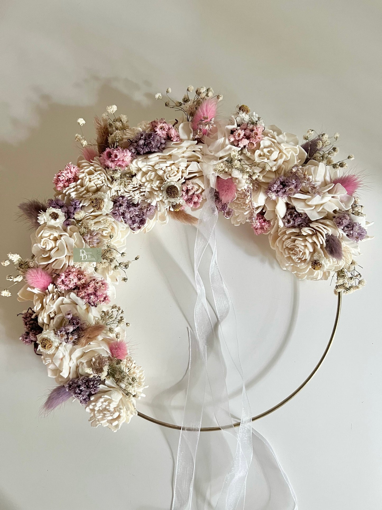PINK & PURPLE SOLA WREATH|Real dried floral wreath