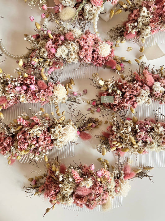 Peachy Pink Floral Haircomb